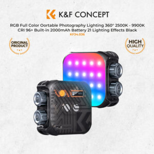 K&F Lighting RGB (Black) 2500K - 9900K CRI 96+ Built-in 2000mAh Battery, 21 Lighting Effects