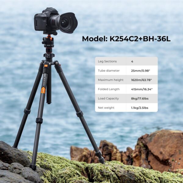 K&F KNF CONCEPT K254C2+BH-36L CARBON FIBER TRIPOD