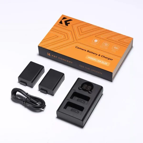 K&F Concept Battery for Nikon EN-EL25 1600mAh 2PCS + Dual Slot Charger - 1 Set Baterai Kamera