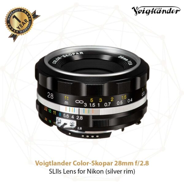 Voigtlander Lens 28mm f2.8 SL-II S AIS Color Skopar for Nikon AIS- (Silver)