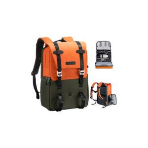 Camera Backpack Camera Bags for Photographers Large Capacity Camera Case with Raincover15-15.6 Inch Laptop Compartment Compatible for Canon / Nikon / Sony / DJI Mavic Drone - Backpack 20L Urban Wander 01 (Orange)