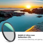 CPL Filter 0.1% Ultra-low Reflection (Titanium Coating ) With 28 Multi-Layer Coatings Ultra-Slim HD Circular Polarizer Filter Nano-Xcel Series