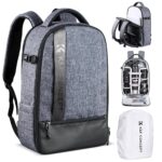 Camera Backpack Professional DSLR Camera Bag Waterprrof Photography Bag for DSLR Cameras 15 inch with Laptop/Tripod/Lenses Large Capacity Bag - Backpack 18L Nature Wander 04 (Black Grey)