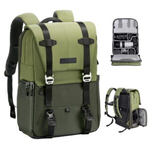 Camera Backpack Camera Bags for Photographers Large Capacity Camera Case with Raincover 15-15.6 Inch Laptop Compartment Compatible for Canon/Nikon/Sony/DJI Mavic Drone - Backpack 20L Urban Wander 01 (Green)