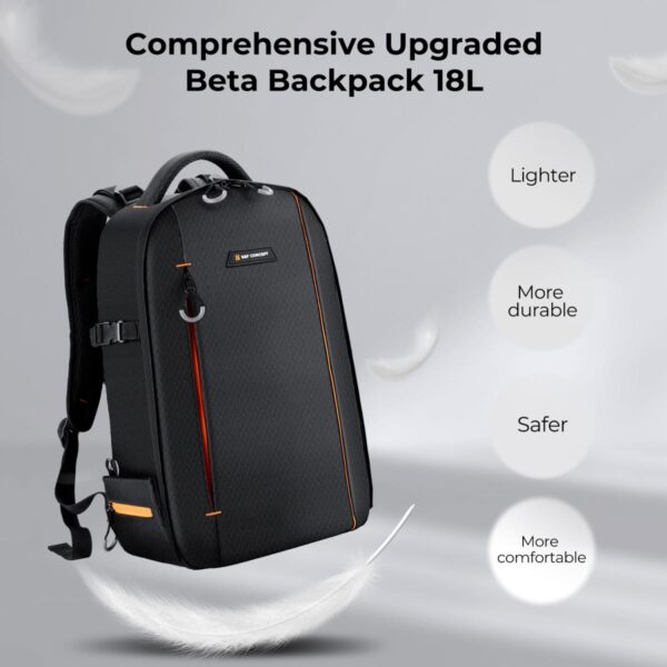 Professional Lightweight Camera Backpack for Photographers Large Waterproof Photography Camera Bag with Laptop/Tripod Compartment for Men Women - Backpack 18L Nature Wander 05 (Black Orange)