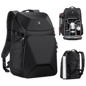 K&F Concept Camera Backpack 20L Large Waterproof Camera Bag with Front HardShell / 15.6" Laptop / Tripod Compartment for Photographers - Backpack 20L Nature Wander 02 (Black）