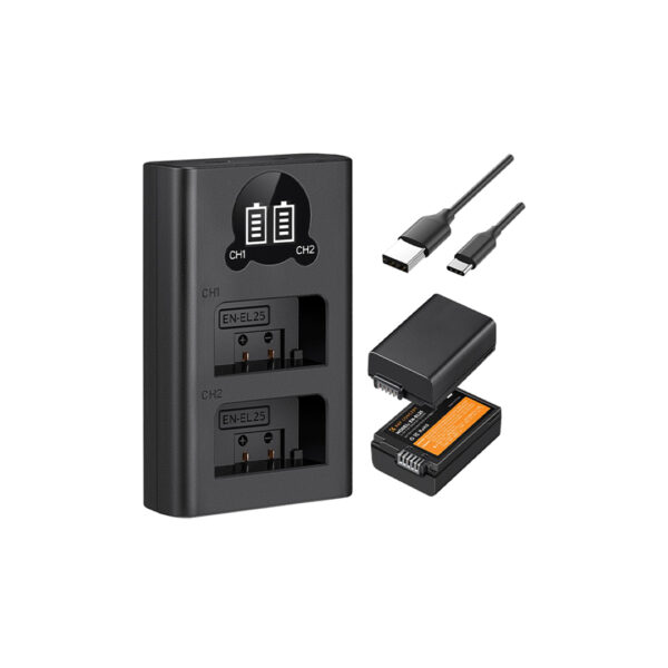 K&F Concept Battery for Nikon EN-EL25 1600mAh 2PCS + Dual Slot Charger - 1 Set Baterai Kamera