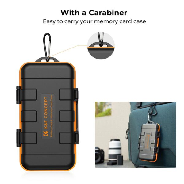 Camera Battery SD Card Holder for 4 SD Cards, 2 Camera Batteries, 6 TF Cards, 2 CF Cards or 2 XQDs, Water-resistant and Anti-shock Case, Camera Accessories