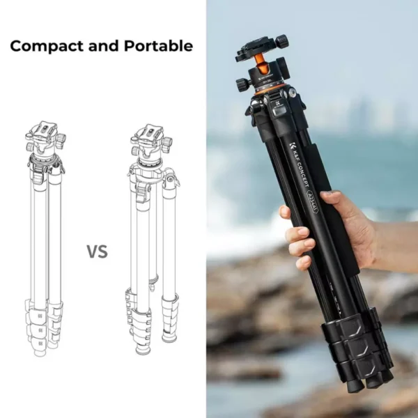 62"/1.6m Aluminum Tripod Lightweight and Portable DSLR Tripod,10KG Load Capacity Ball Head,Quick Release Plate for Travel and Work A234A1