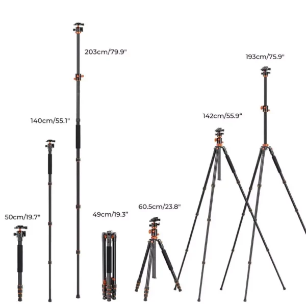 K&F Concept 76"/1.9m Aluminum Camera Tripod Portable Detachable Monopod - Tripod Kamera Super Kokoh