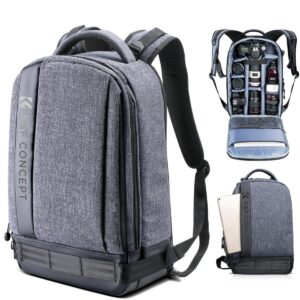 Professional Camera Backpack Large Size Photography Bag Compatible with Camera DSLR, 14.4'' Laptop,Tripod - Backpack 18L Nature Wander 04 (Grey)