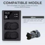 K&F Concept Battery Charger, Dual Slot Quick Charger for Nikon - Charger Baterai Kamera