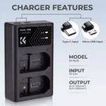 K&F Concept Battery Charger, Dual Slot Quick Charger for Nikon - Charger Baterai Kamera