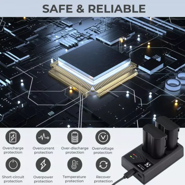 K&F Concept Battery Charger, Dual Slot Quick Charger for Nikon - Charger Baterai Kamera