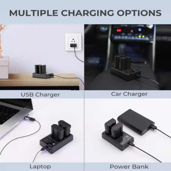 K&F Concept Battery Charger, Dual Slot Quick Charger for Nikon - Charger Baterai Kamera