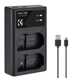 K&F Concept Battery Charger, Dual Slot Quick Charger for Nikon - Charger Baterai Kamera