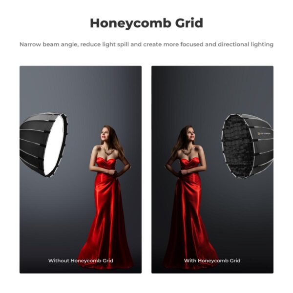 23.6" / 60cm Softbox Parabolic Hexadecagon Compatible with Bowens Mount with Honeycomb Grid Light Diffusers Carrying Bag for Photography Studio Speedlite Flash and Monolight