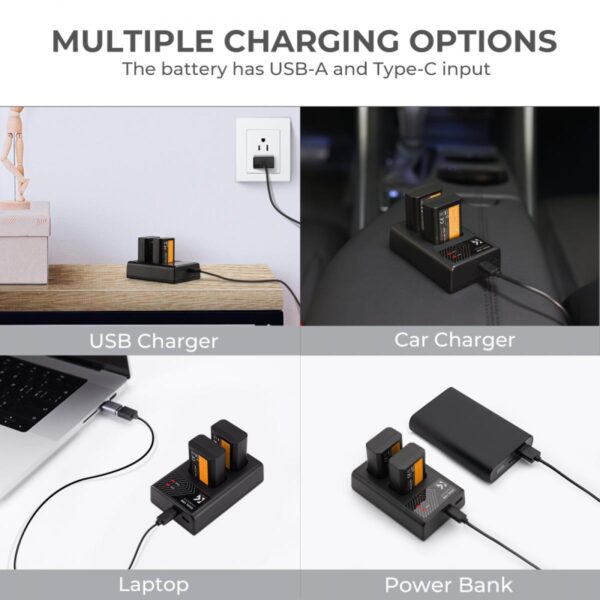 NP-FW50 Replacement Battery 2 Pack and Charger for Sony A6000, A6500, A6300, A6400, A7, A7II, A7RII, A7SII, A7S, A7S2, A7R, A7R2, A55, A5100, RX10