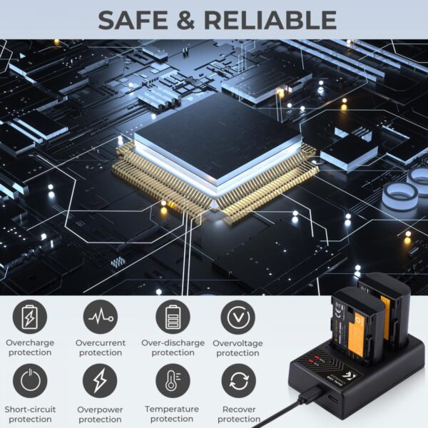 LP-E6/LP-E6N/LP-E6NH Battery Charger, Dual Slot Quick Charger for Canon EOS R5, EOS R6, EOS R, EOS 5D Mark IV, 5D Mark III, 5DS, 5DS R, 5D Mark II, 6D Camera