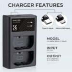 LP-E6/LP-E6N/LP-E6NH Battery Charger, Dual Slot Quick Charger for Canon EOS R5, EOS R6, EOS R, EOS 5D Mark IV, 5D Mark III, 5DS, 5DS R, 5D Mark II, 6D Camera