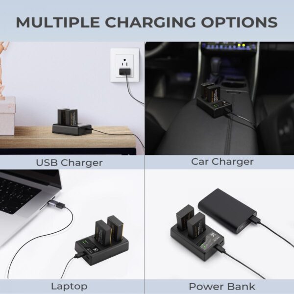 LP-E17 Battery Charger, Dual Slot Quick Charger for Canon EOS RP, Rebel T8i, T7i, T6i, T6s, SL2, SL3, EOS M3, M5, M6 Mark II, 77D, 200D, 750D, 760D, 800D, 8000D Camera