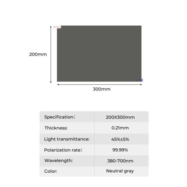 Polarized Film 300*200mmx1, with a Film Scraper, 2 Dry and Wet Cloth Alcohol Bags, with Packaging