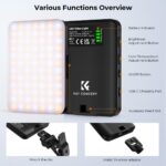 K&F Concept LED Video Light, Clip Fill Light with 4 Color Filter, 2000mAh Rechargeable Conference Light, CRI 95+, 3 Light Modes, Portable Fill Light for Cell Phone, Tablet, Laptop, TikTok Video