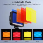 K&F Concept LED Video Light, Clip Fill Light with 4 Color Filter, 2000mAh Rechargeable Conference Light, CRI 95+, 3 Light Modes, Portable Fill Light for Cell Phone, Tablet, Laptop, TikTok Video