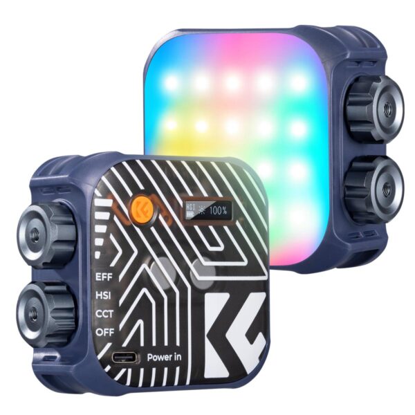 K&F Concept RGB Video Light, 360° Full Color Portable Photography Light, LED Camera Light w 21 Light Effects, 2500K-9900K CRI 96+, 2000mAh Rechargeable Photography Lighting for Vlogging, Selfie (Blue)