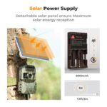 Solar Trail Camera 48MP*4K Ultra HD Wireless Wildlife Camera Dual Battery Compartment Design (6000mAh Rechargeable Battery + 3w Solar Panels) With 64g SD Card