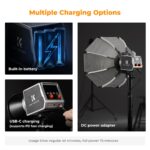 K&F Concept PL-60B 60W COB Photography light with Built-in 4500mAh Battery, supports Type-C PD Fast Charging, 12 Light Effects, Video Light for Shooting on The Move with Handle and Storage Bag