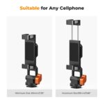 K&F Concept Metal Phone Tripod Mount,Universal Smartphone Stand with 2 Cold Shoe Mount, Adjustable Cellphone Holder for Horizontal and Vertical Shooting, Compatible with iPhone/Samsung and All Phones