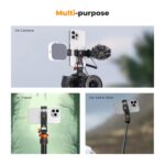 K&F Concept Metal Phone Tripod Mount,Universal Smartphone Stand with 2 Cold Shoe Mount, Adjustable Cellphone Holder for Horizontal and Vertical Shooting, Compatible with iPhone/Samsung and All Phones