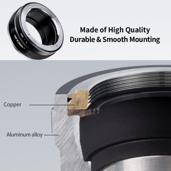 OM-L Manual Focus Compatible with Olympus OM SLR Lens to L Mount Camera Body Lens Mount Adapter