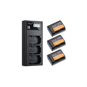 NP-FZ100 Battery and Three Slot Charger, 3-Pack Replacement Battery for Sony A7iii, A7iv, A7C, ZV-E1, FX3, FX30, A9, A6600, A6700, Alpha 9, Alpha 9S, A9S, A7R III, A7R IV, A7R V, 2280mAh