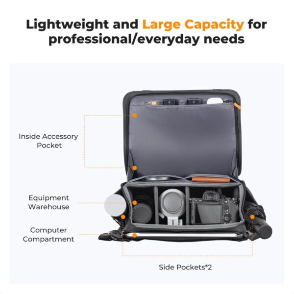 K&F Concept Camera Sling Bag 10L Camera Crossbody Shoulder Backpack DSLR/SLR/Mirrorless Camera Compact Case Photography Bags - Sling Bag 10L Urban Wander 10 (Black)