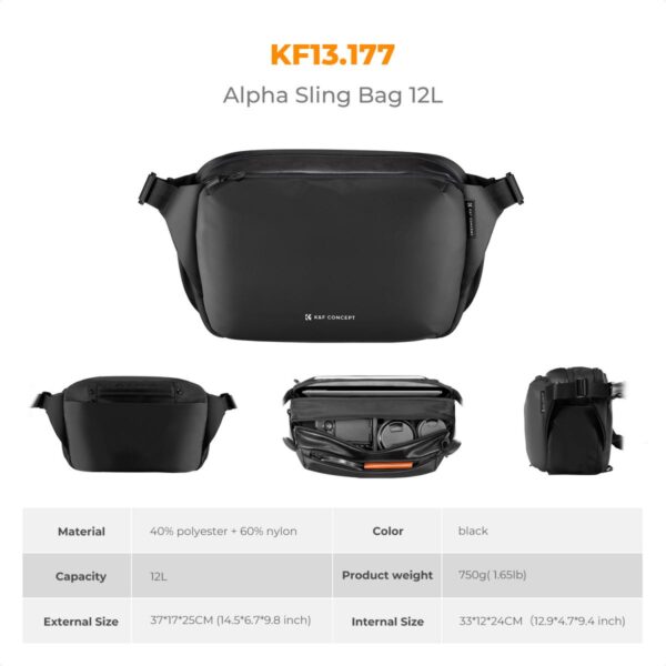 K&F Concept 2 in 1 Sling Bag 12L Everyday Shoulder Bag & Multifunction Photography Crossbody Camera DSLR Backpack Portable Bag