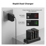 K&F Concept 2 Pack NP-F970 Battery with LED Charger, Compatible with Sony NP-F550 F570 F750 F770 F930 F950 F960 F970, High-Power LED Lights, Monitors, Camera Sliders, and More