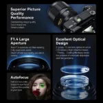 Brightin Star AF50mm F1.4 APS-C Autofocus Lens Large Aperture Portrait Fixed Focus Lens Suitable Fit for Fujifilm X (Black)