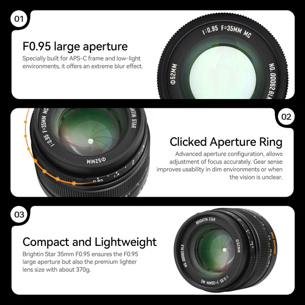 35mm F0.95 APS-C Night God Portrait Star Manual Fixed Focus Lens Suitable For Panasonic/Olympus MFT Mount