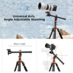 78"/2m Overhead Aluminum DSLR Tripod Compact Portable Vlog Tripod Monopod 22lbs/10kg Load with Rotatable 360° Center Column K234A7+BH-28L (S210)