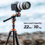 78"/2m Overhead Aluminum DSLR Tripod Compact Portable Vlog Tripod Monopod 22lbs/10kg Load with Rotatable 360° Center Column K234A7+BH-28L (S210)