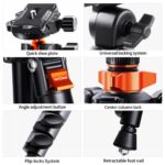 78"/2m Overhead Aluminum DSLR Tripod Compact Portable Vlog Tripod Monopod 22lbs/10kg Load with Rotatable 360° Center Column K234A7+BH-28L (S210)