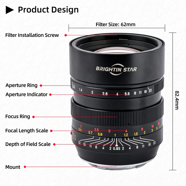 Brightin Star 50mm F0.95 Full Frame Large Aperture Camera Lens For Canon RF Mount