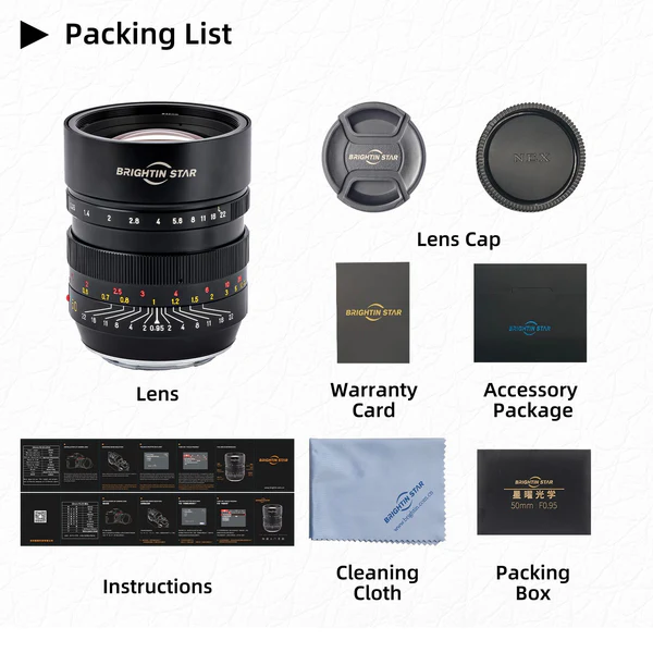 Brightin Star 50mm F0.95 Full Frame Large Aperture Camera Lens For Canon RF Mount
