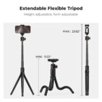 K&F Concept Phone Tripod, Extendable Flexible Tripod with Remote 24in Small Tripod for iPhone, Mini Tripod Max Load 4.4lb for iPhone 16 15 14 Pro Max XS Max X 8 Samsung Canon Nikon Sony Cameras.