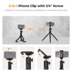 K&F Concept Phone Tripod, Extendable Flexible Tripod with Remote 24in Small Tripod for iPhone, Mini Tripod Max Load 4.4lb for iPhone 16 15 14 Pro Max XS Max X 8 Samsung Canon Nikon Sony Cameras.
