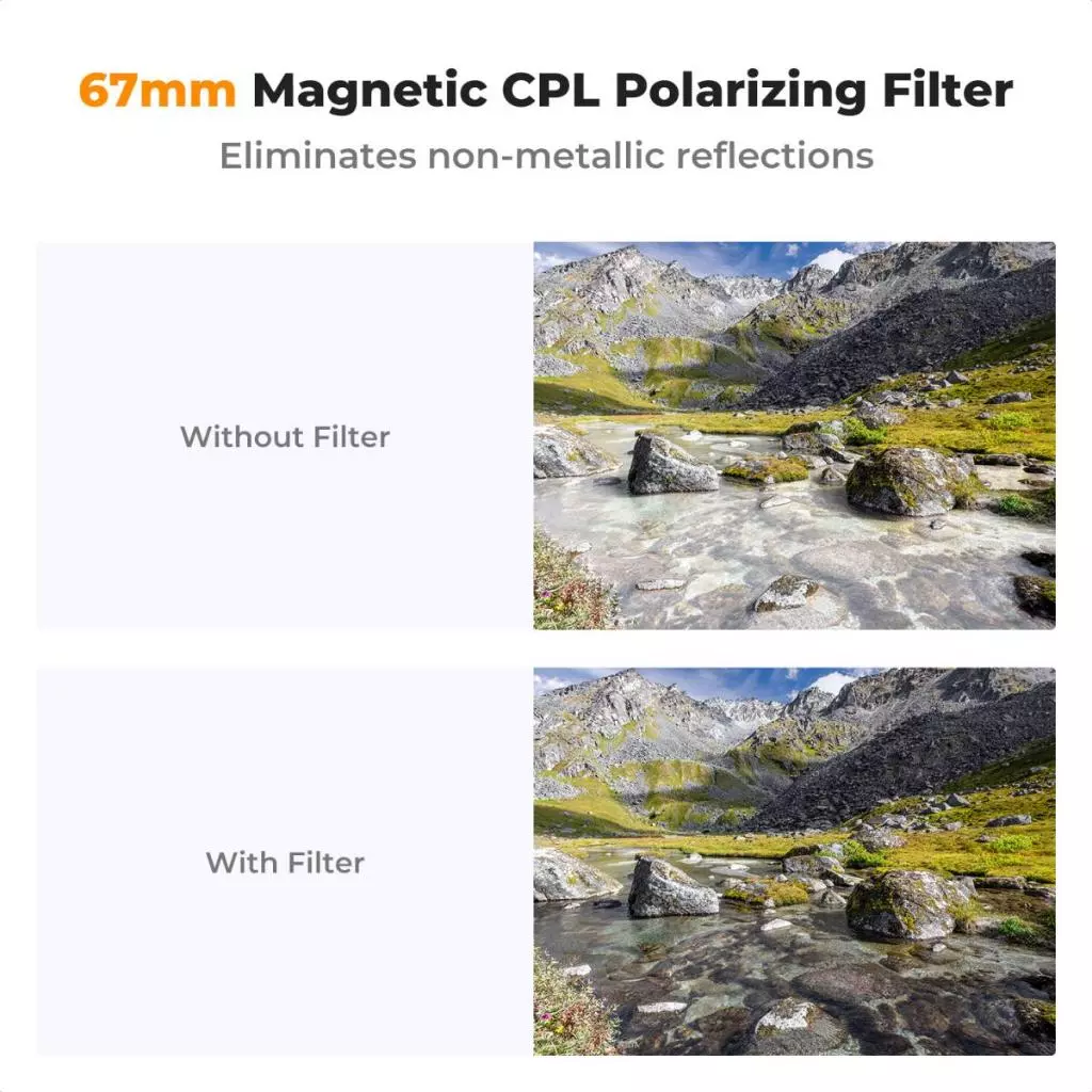 K&F Concept Clip-On Magnetic CPL Filter Kit For iPhone and Samsung S22 S23 Ultra & 67mm Camera lens - Gambar 7