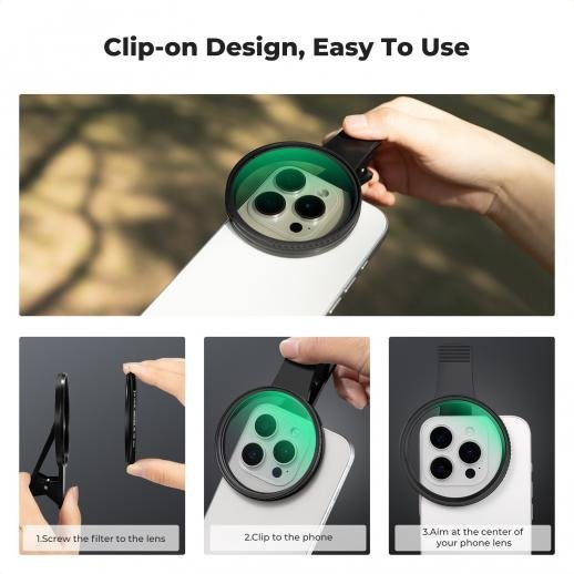 K&F 67mm universal screw-on phone holder, with K series CPL filter, lens coating, and a vacuum cleaning cloth - Gambar 8