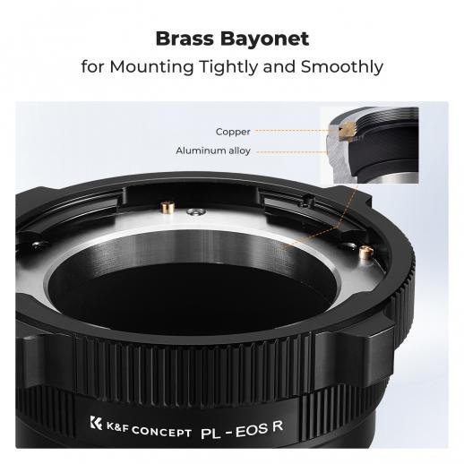 K&F Concept PL-RF Mount Lens Adapter, Compatible with PL Mount Lens Converter to RF Mount Cameras Adapter - Gambar 7